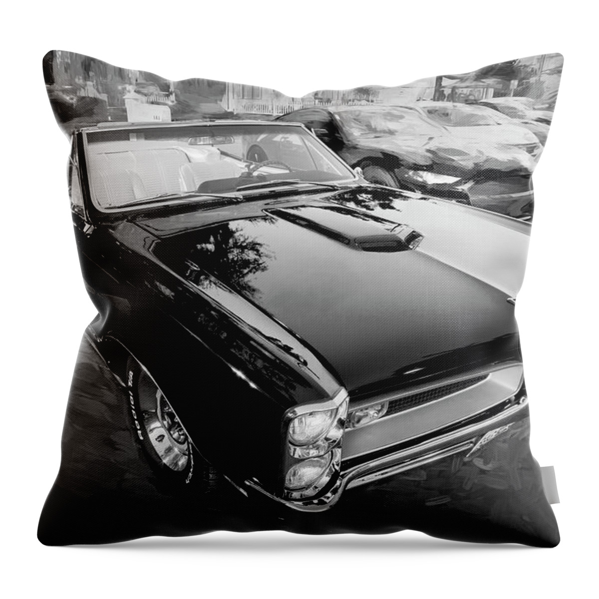 1966 Pontiac Gto Throw Pillow featuring the photograph 1966 Black Pontiac GTO X110 #1966 by Rich Franco