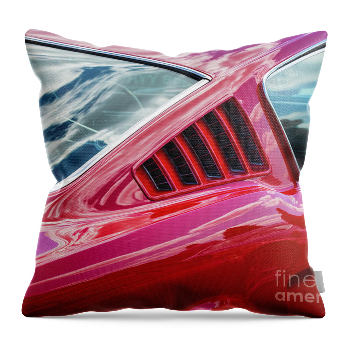 Mustang Throw Pillow featuring the photograph 1966 Red Ford Mustang by Tim Gainey