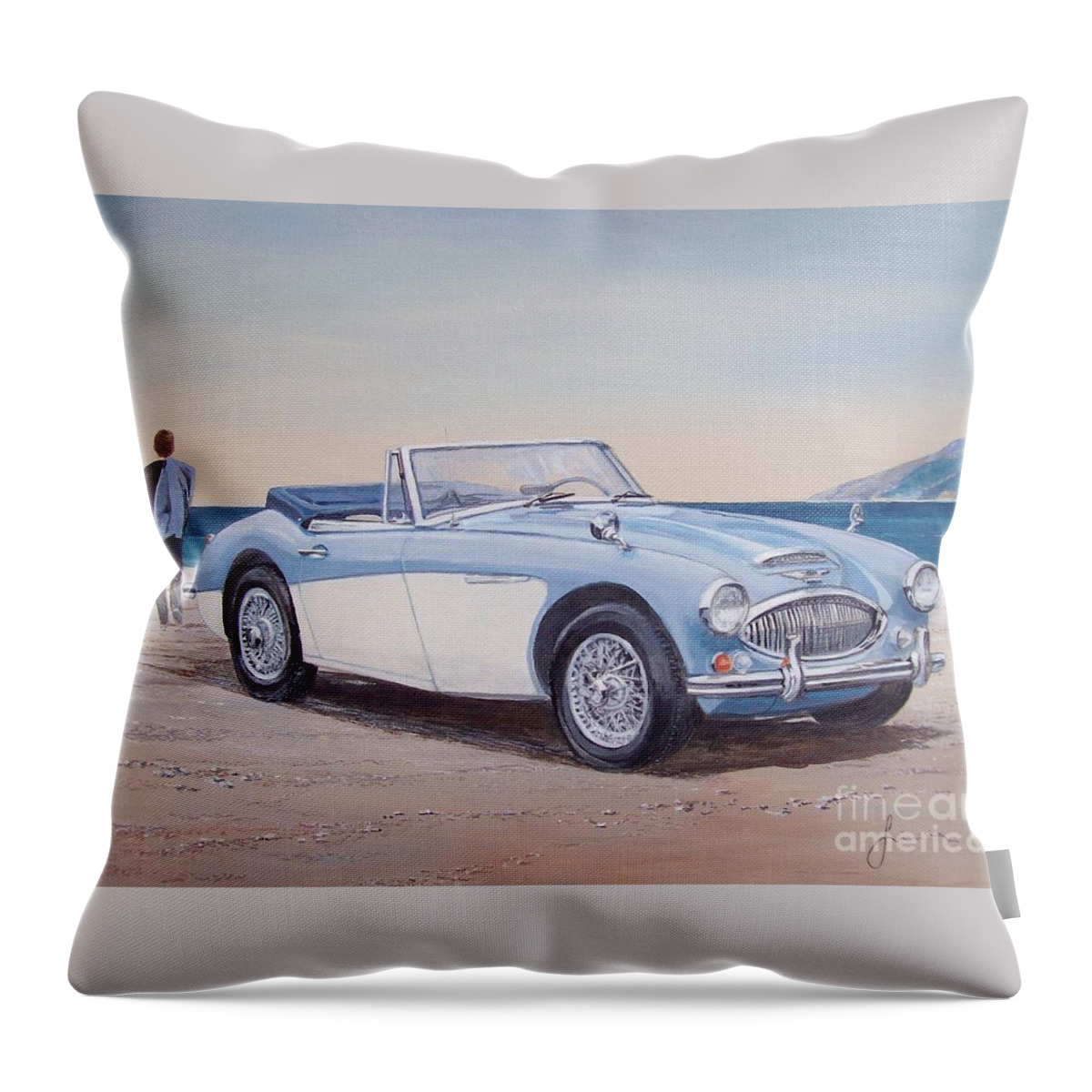 Austin Healey Throw Pillow featuring the painting 1967 Austin Healey by Sinisa Saratlic