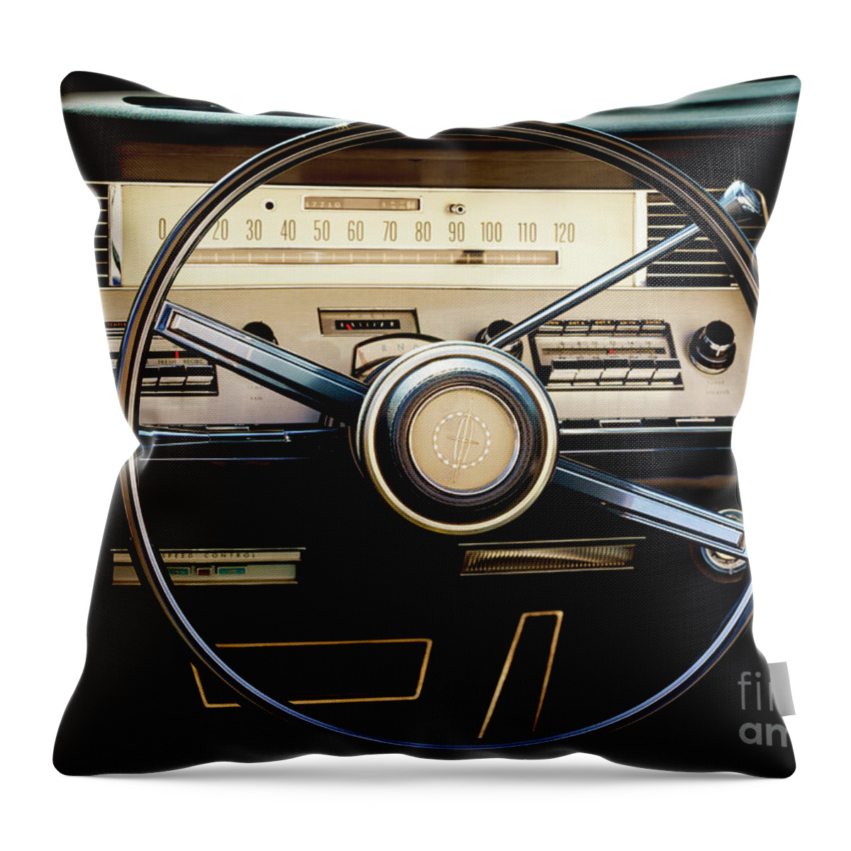 Automotive Throw Pillow featuring the photograph 1967 Lincoln Steering and Dash by Dennis Hedberg