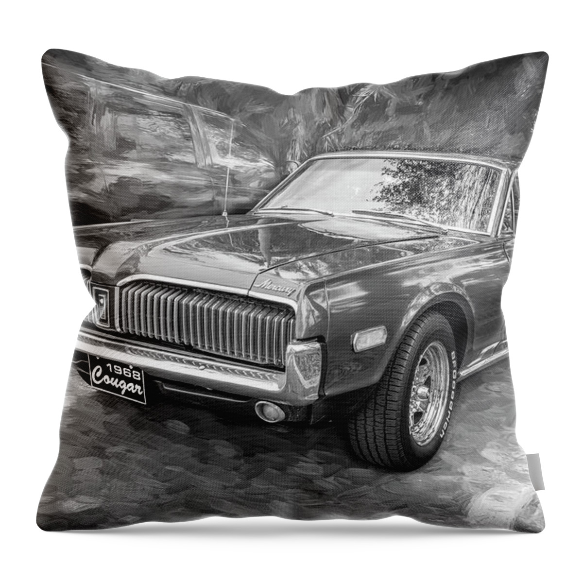 1968 Green Mercury Cougar Throw Pillow featuring the photograph 1968 Mercury Cougar X103 by Rich Franco