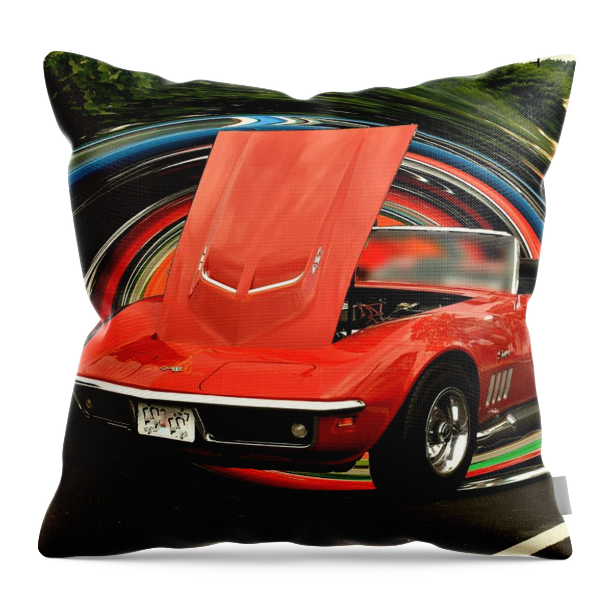  Chevy Throw Pillow featuring the photograph 1969 Chevrolet Stingray Corvette by M Three Photos