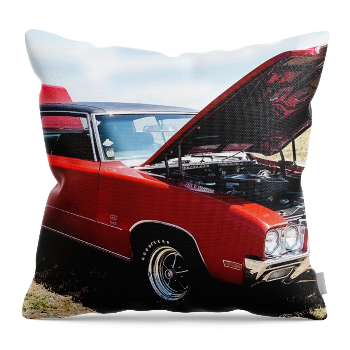 1970 Buick Gs 455 Throw Pillow featuring the photograph 1970 Buick GS 455 -001 by Flees Photos