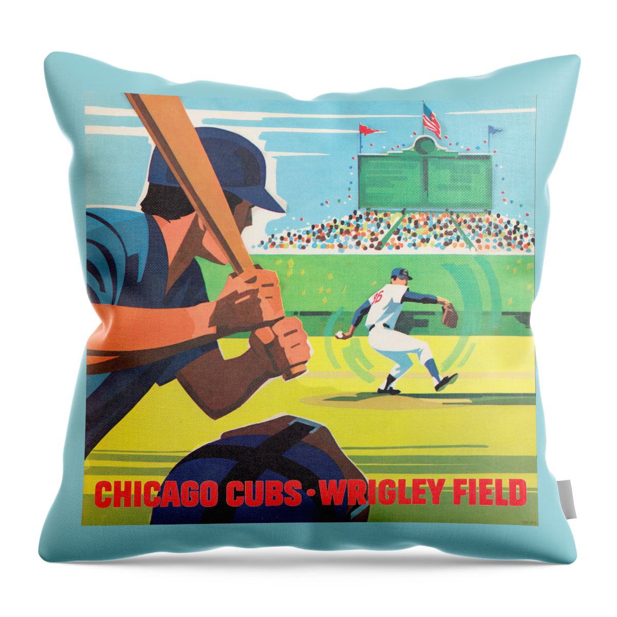 Chicago Throw Pillow featuring the mixed media 1971 Chicago Cubs Baseball Art by Row One Brand