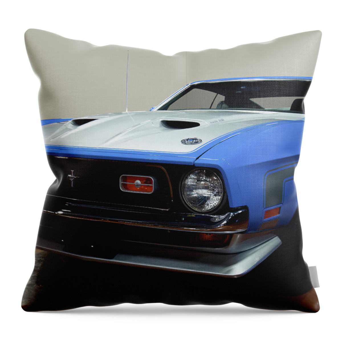 1971 Ford Mustang Fastback Throw Pillow featuring the photograph 1971 Ford Mustang Fastback by Flees Photos