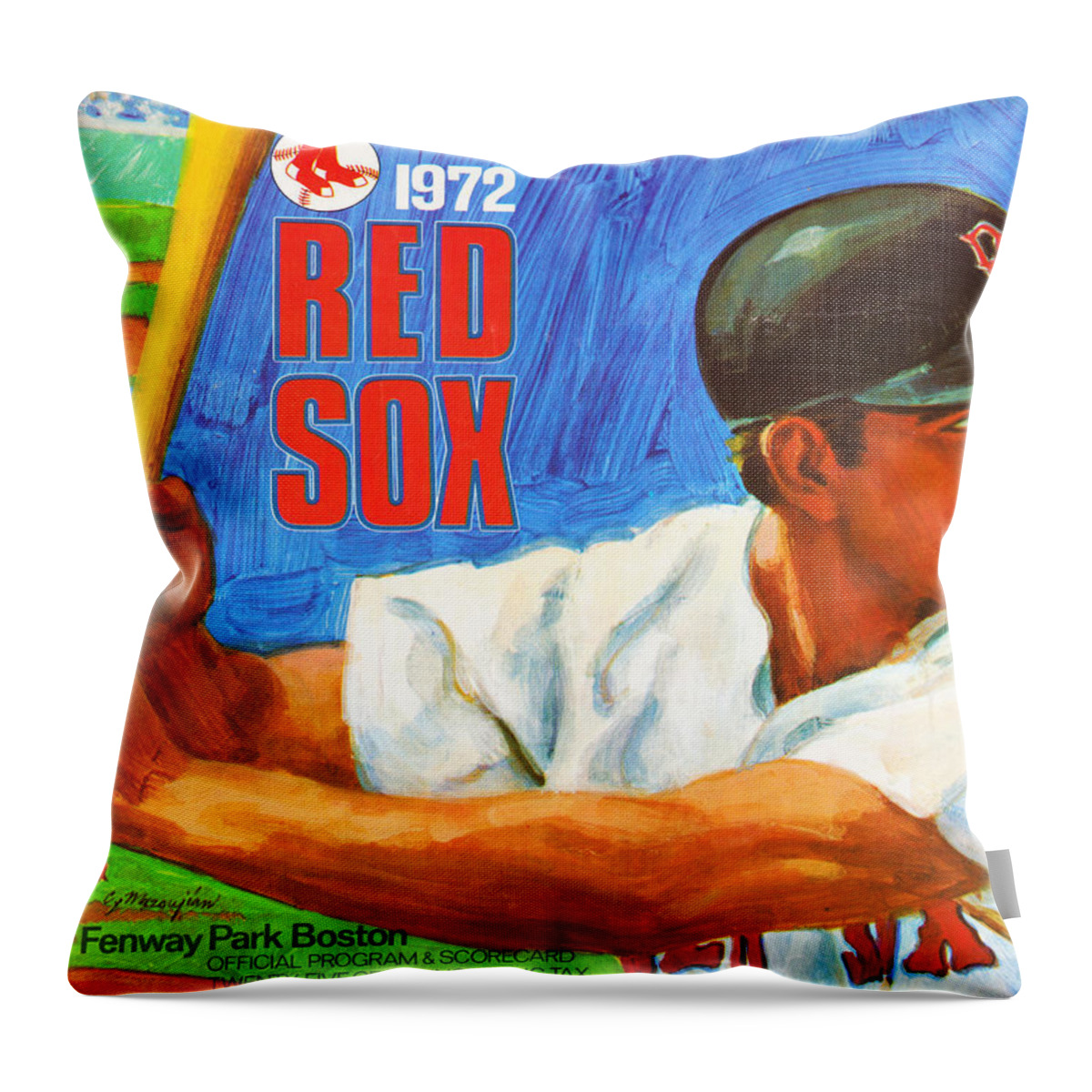 Boston Red Sox Throw Pillow featuring the mixed media 1972 Boston Red Sox by Row One Brand