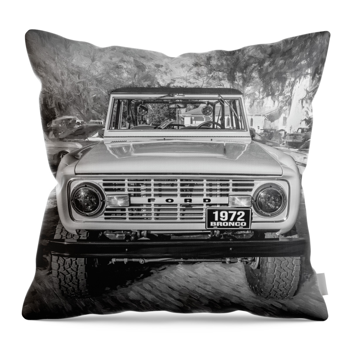 1972 Wind Blue Ford Bronco Throw Pillow featuring the photograph 1972 Wind Blue Ford Bronco X101 by Rich Franco