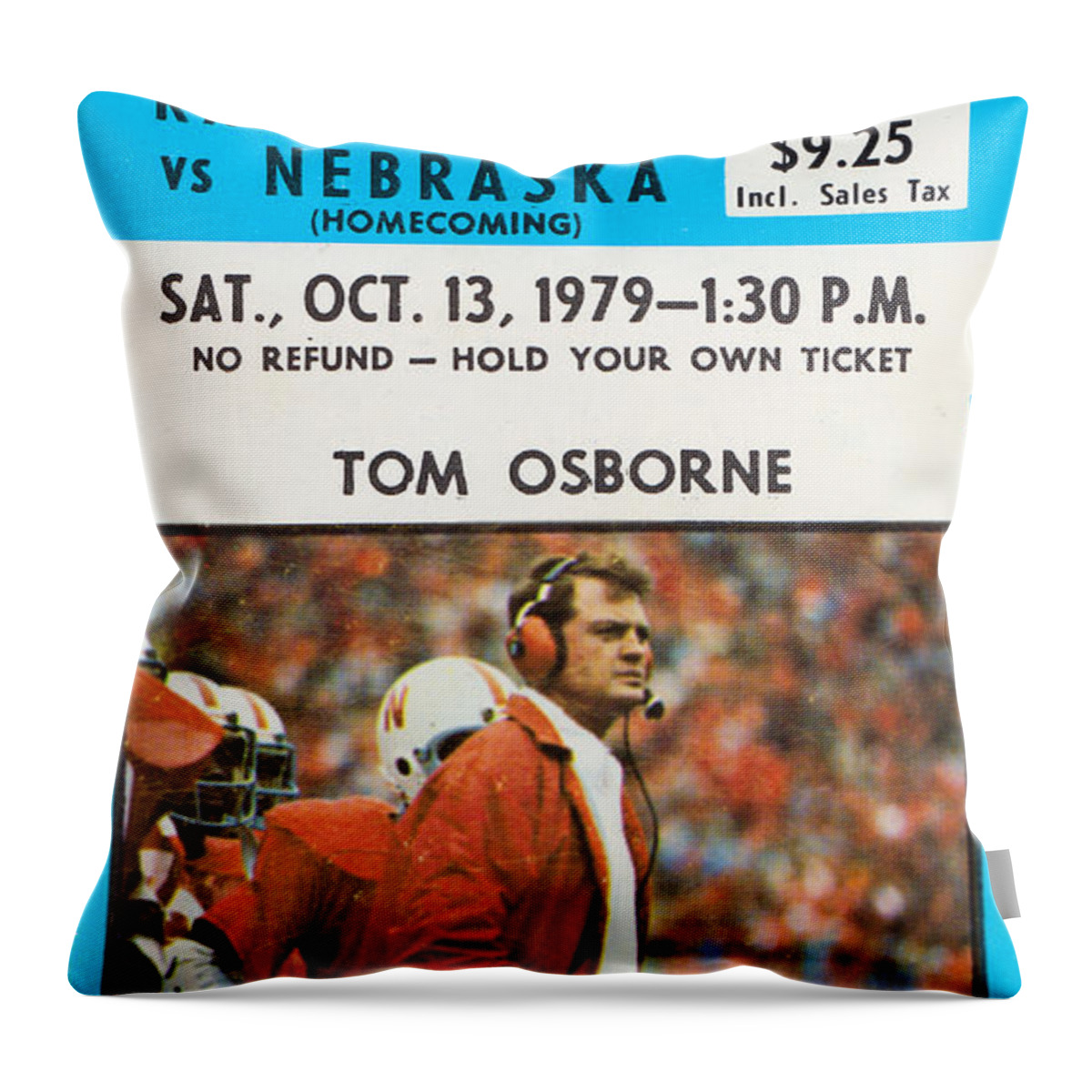 Nebraska Throw Pillow featuring the mixed media 1979 Kansas vs. Nebraska by Row One Brand