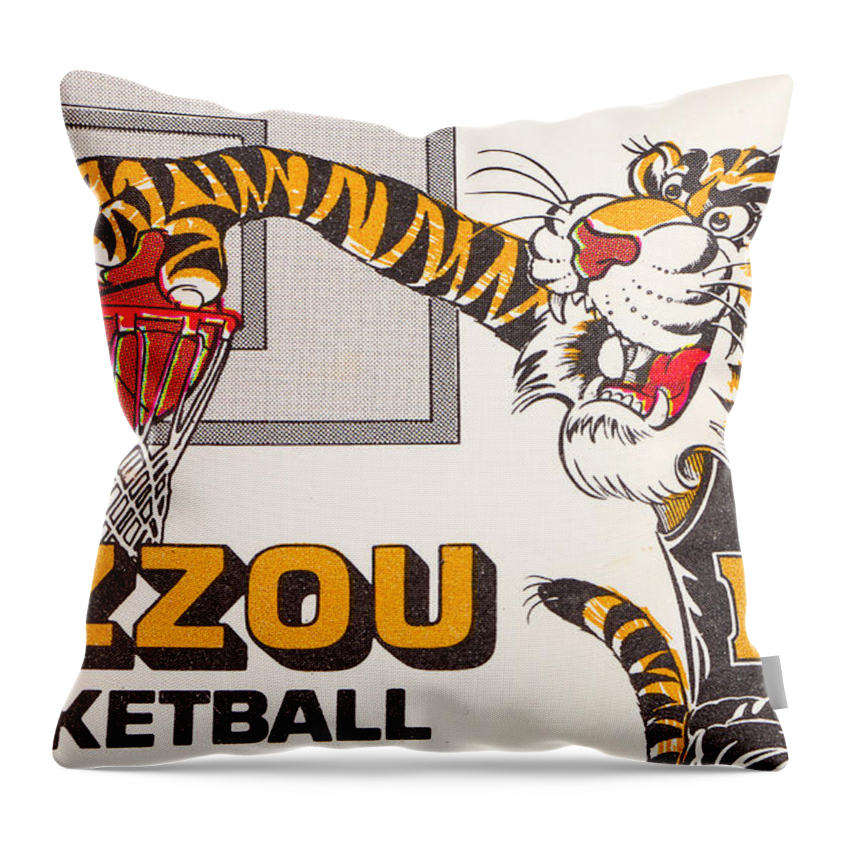 Missouri Tigers Throw Pillow featuring the mixed media 1979 Missouri Basketball by Row One Brand