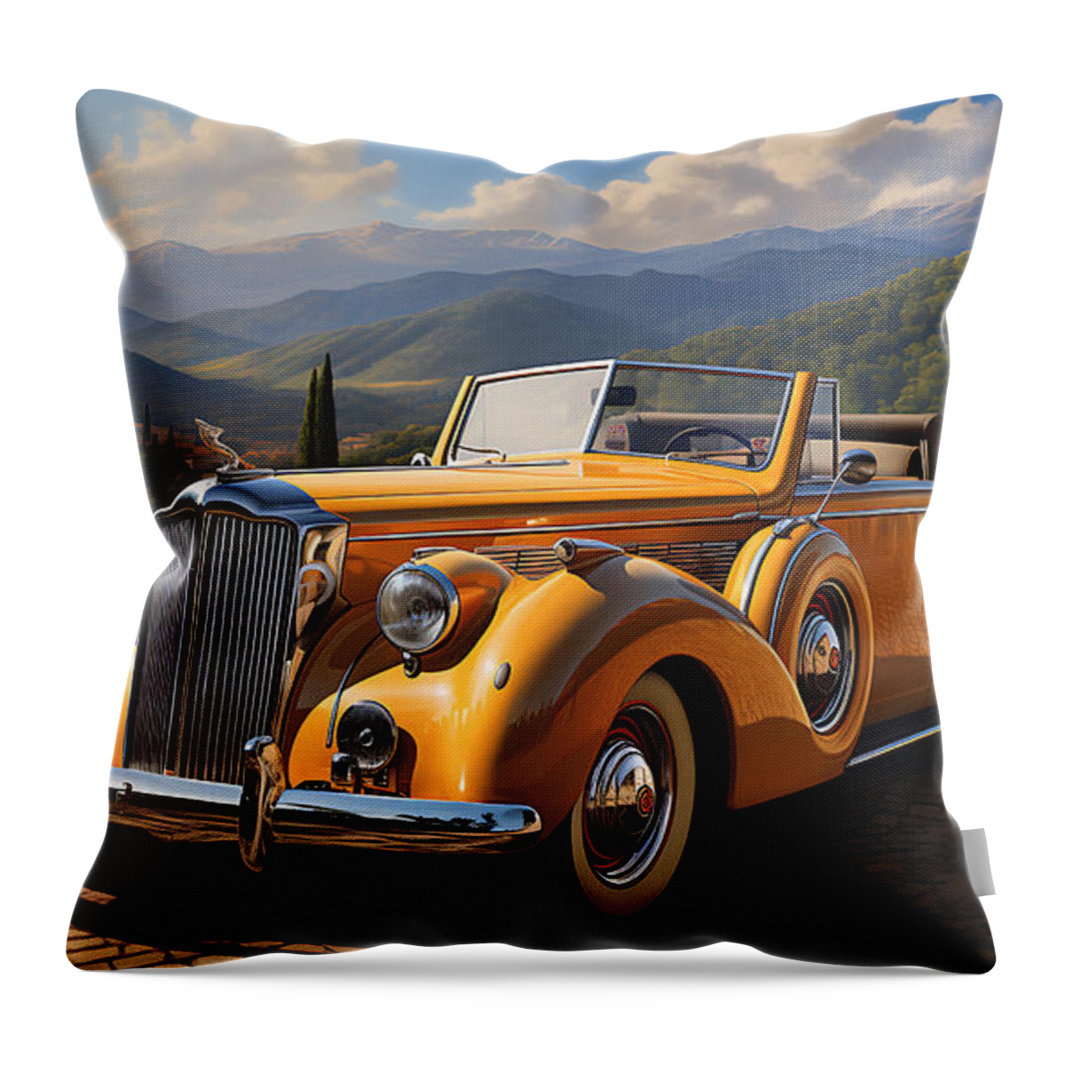 1942 Packard Twelve Convertible Victoria Art Throw Pillow featuring the painting 1942 Packard Twelve Convertible Victoria by Asar Studios #2 by Celestial Images