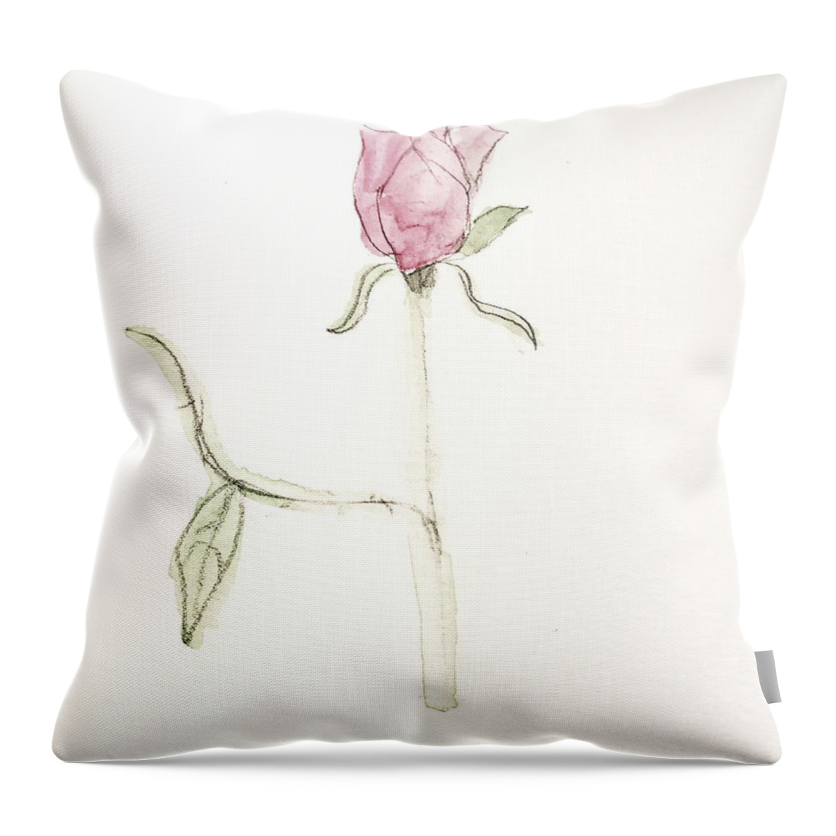 Throw Pillow featuring the painting A Single Rose #2 by Margaret Welsh Willowsilk