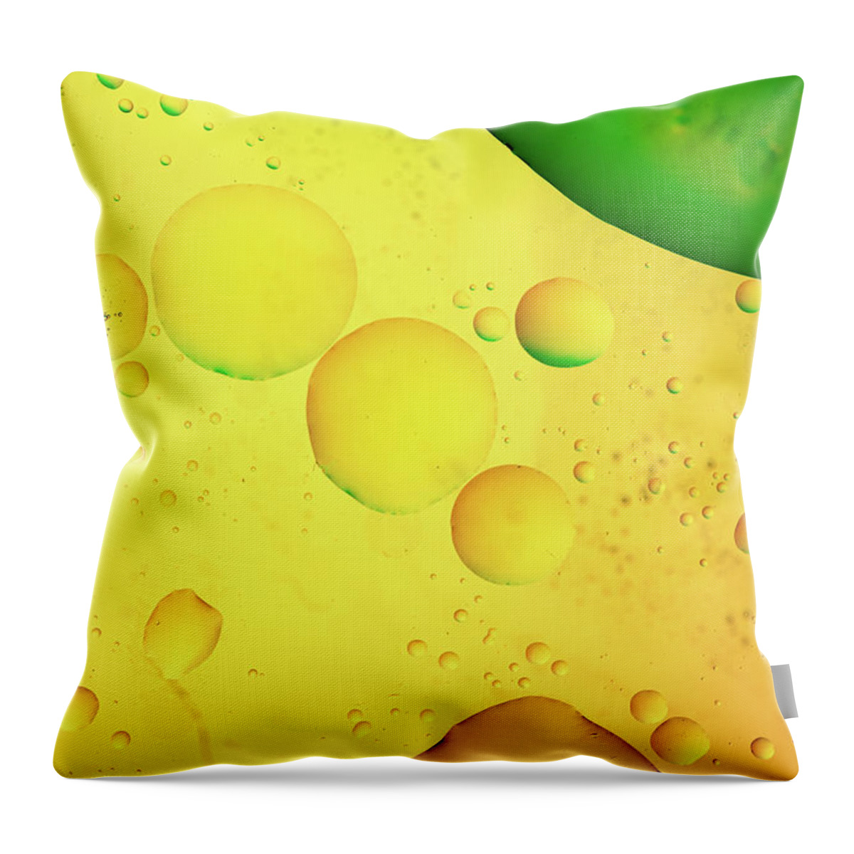 Fluid Throw Pillow featuring the photograph Abstract, image of oil, water and soap with colourful background #4 by Michalakis Ppalis