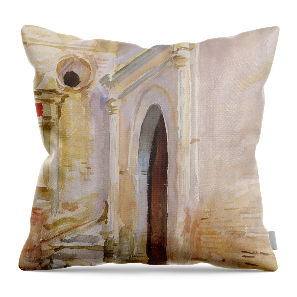 Architecture Throw Pillow featuring the painting Arched Doorway #3 by John Singer Sargent