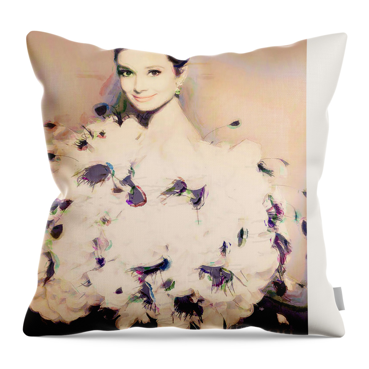 Audrey Hepburn Throw Pillow featuring the digital art Audrey Hepburn #3 by Jerzy Czyz