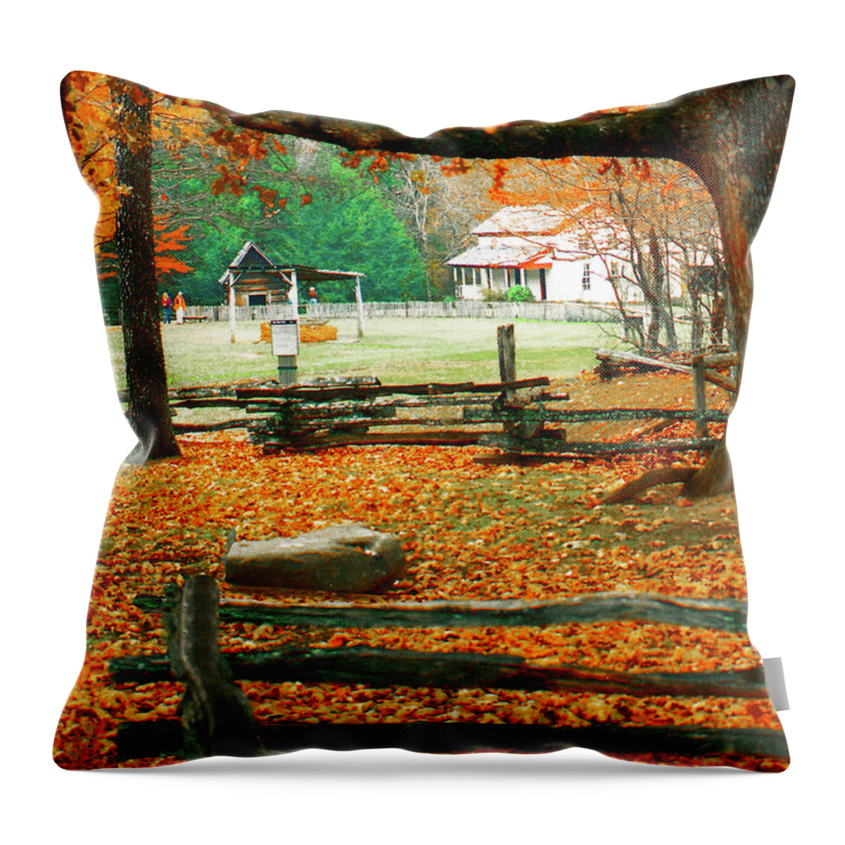 Autumn Throw Pillow featuring the painting Autumn In Cades Cove #1 by CHAZ Daugherty