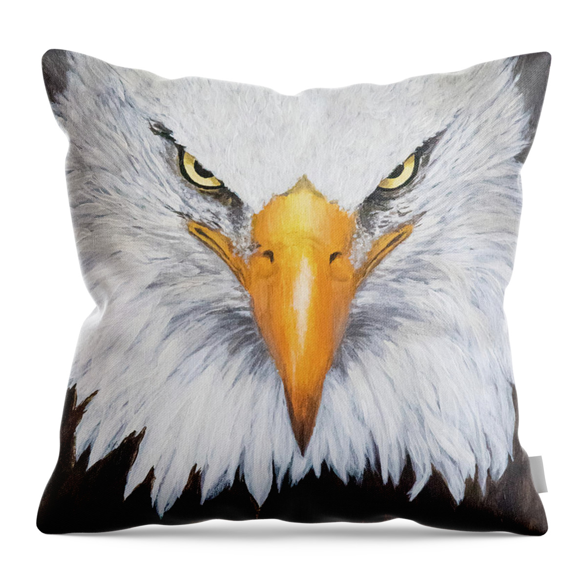 Nature Throw Pillow featuring the painting Bald Eagle #2 by Linda Shannon Morgan