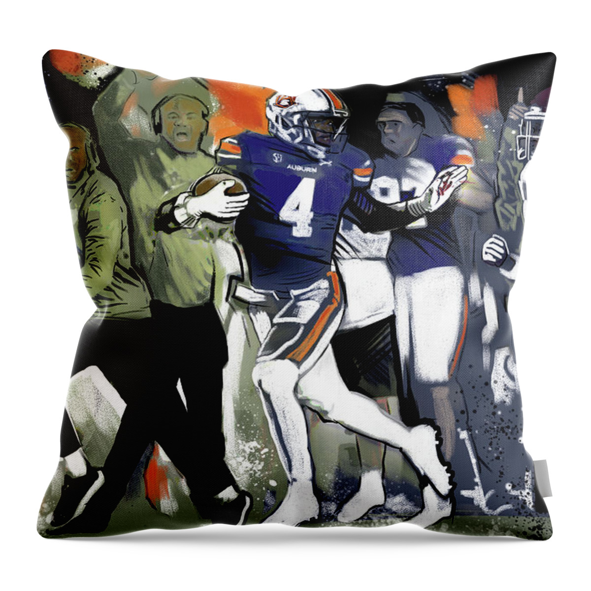  Throw Pillow featuring the painting Bo Knows #1 by John Gholson