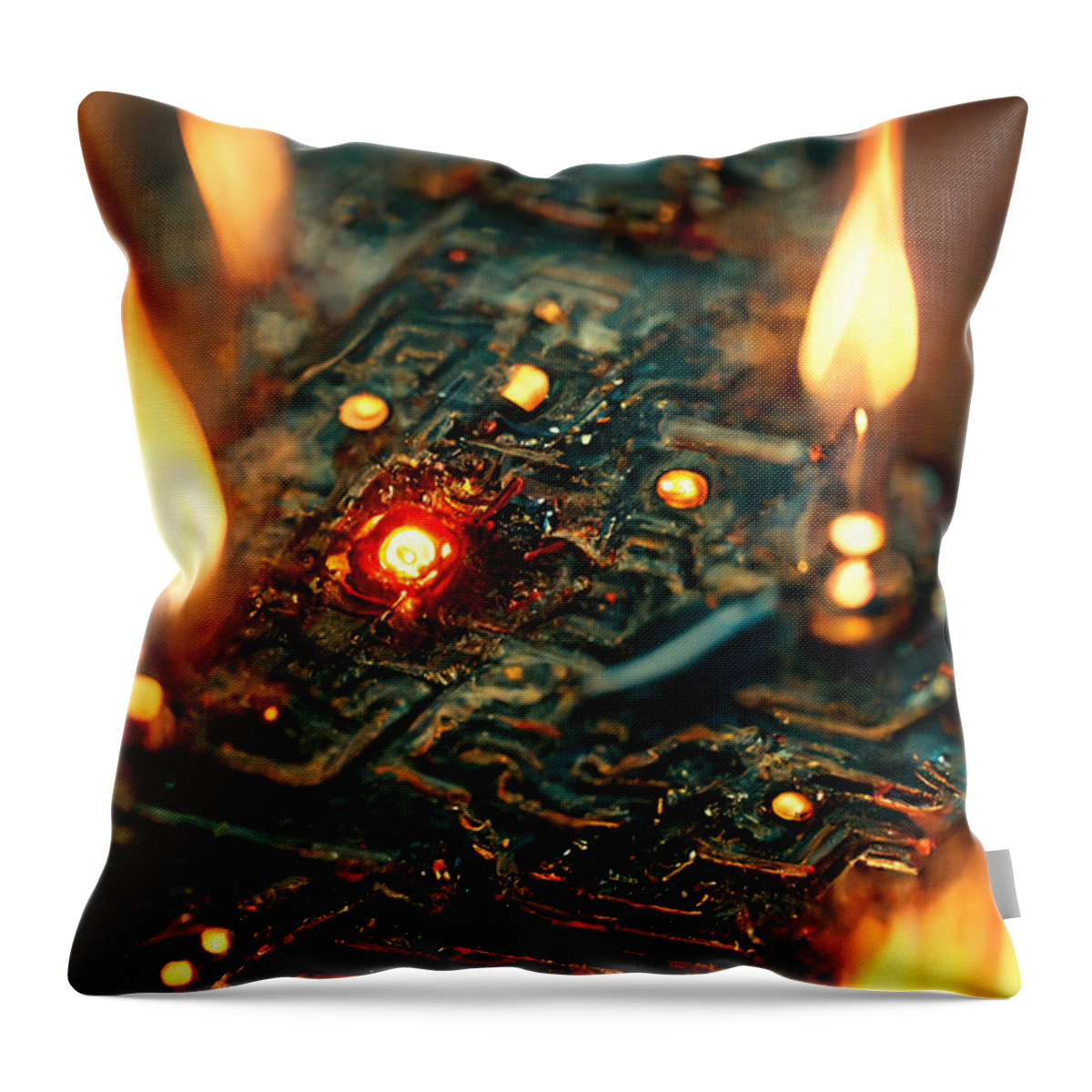 Fire Throw Pillow featuring the digital art Burning display #3 by Andreas Thaler