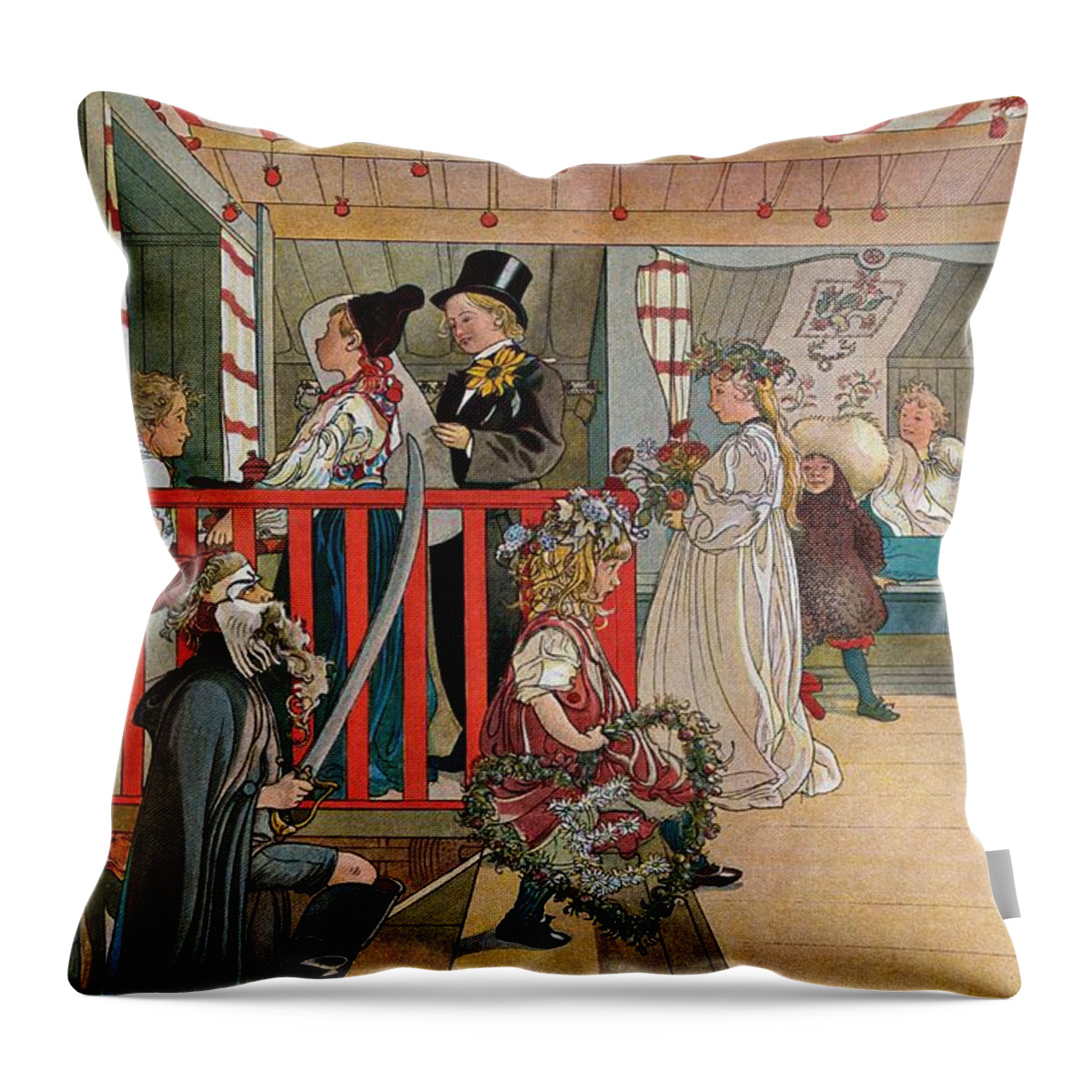 Adrianus Throw Pillow featuring the painting Carl Larsson #2 by MotionAge Designs