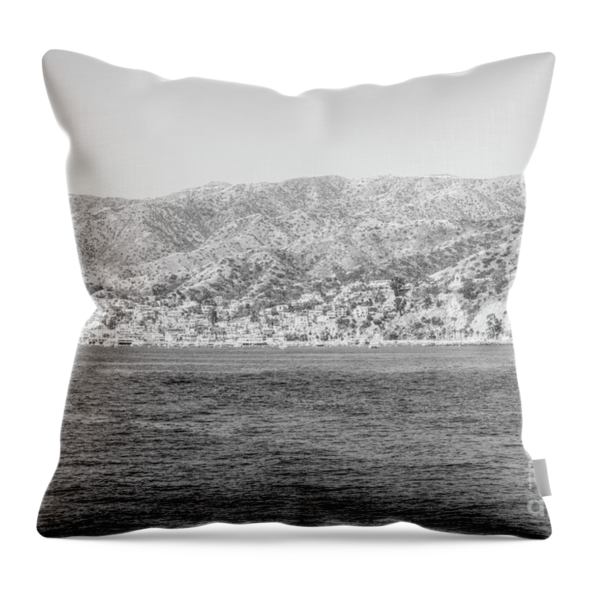 2017 Throw Pillow featuring the photograph Catalina Island Black and White Photo #2 by Paul Velgos