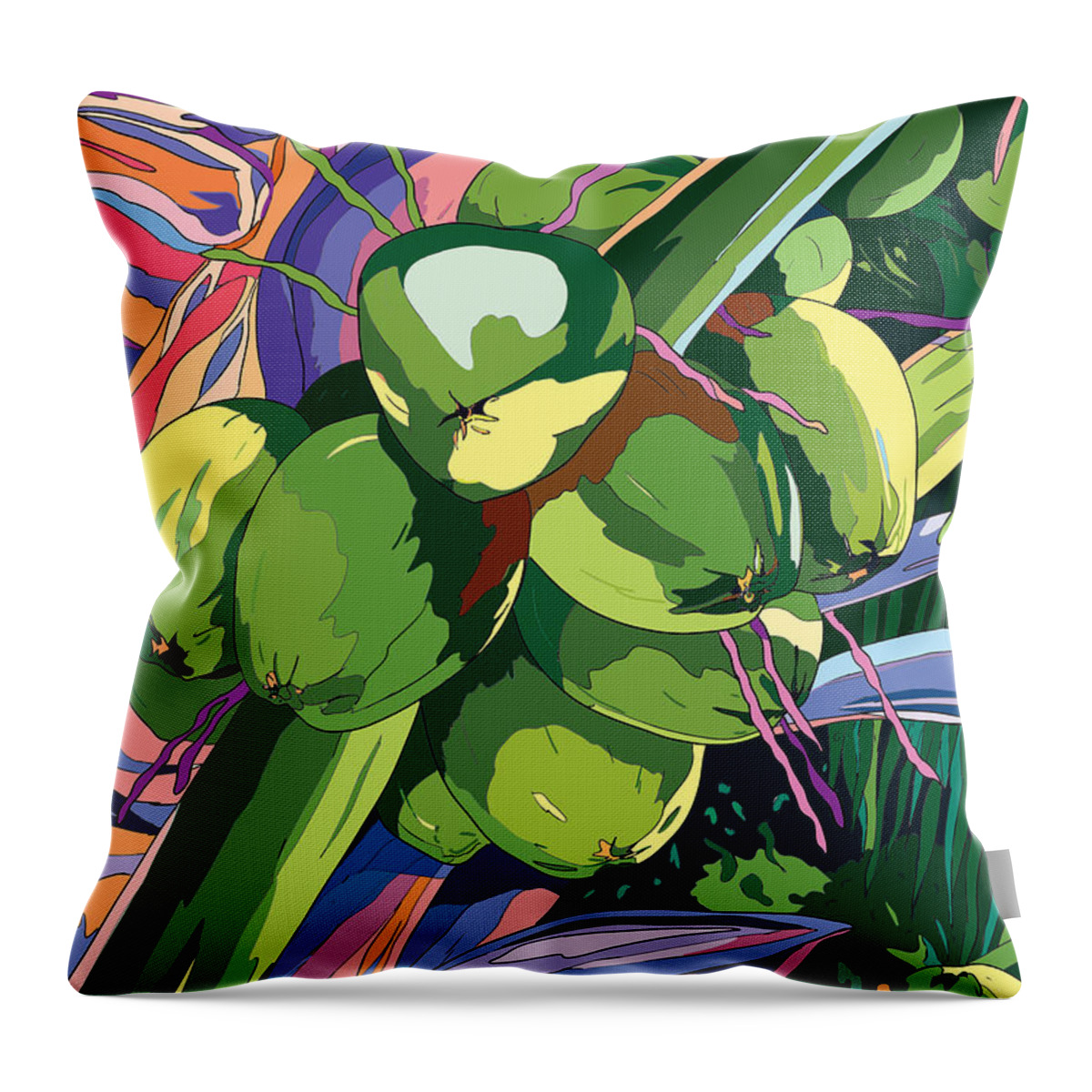 Coconuts Throw Pillow featuring the digital art Coconuts #1 by John Clark