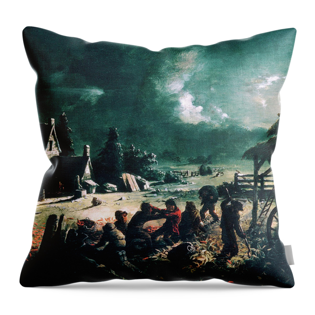 Figurative Throw Pillow featuring the painting Corn Husking #2 by David Gilmour Blythe