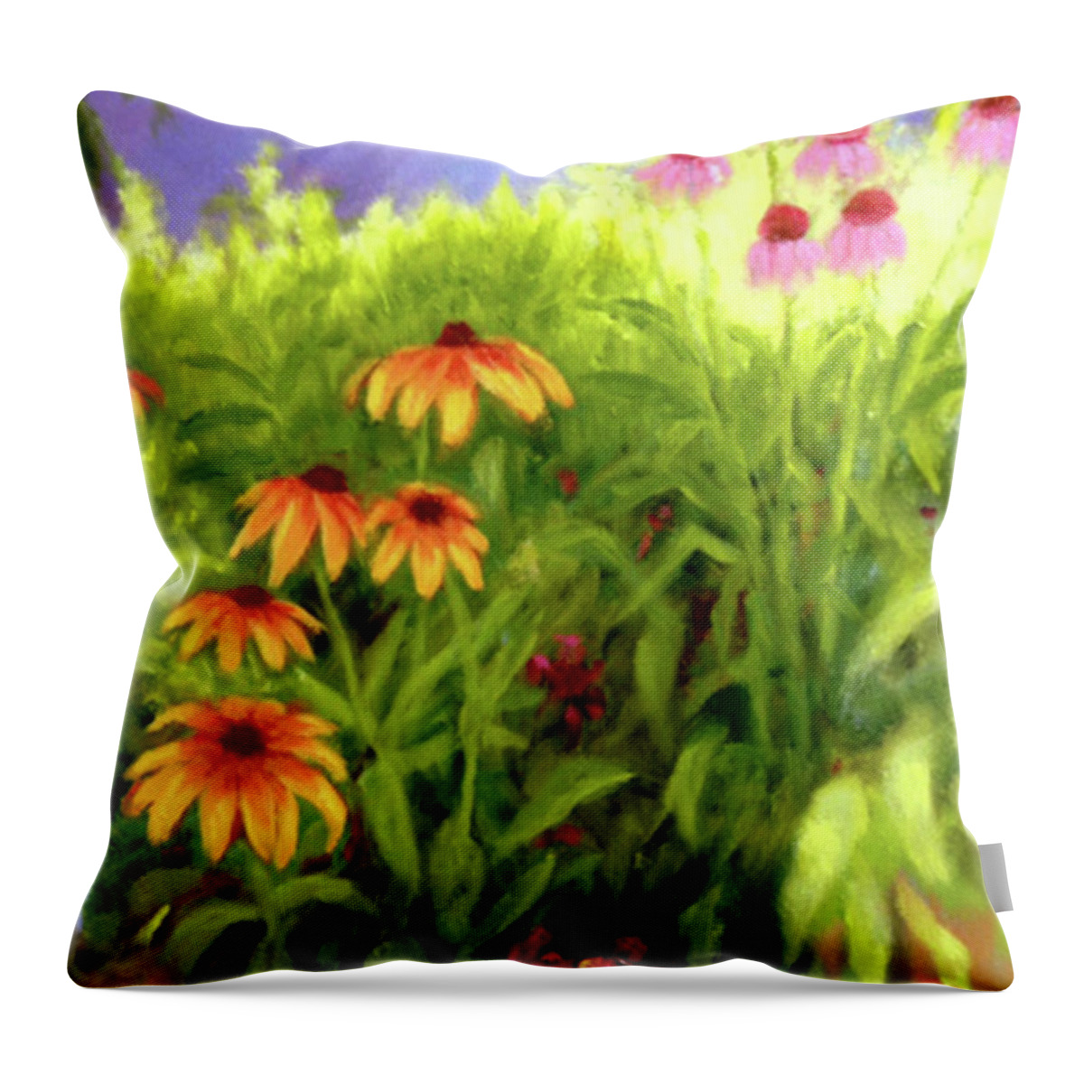 Wildflowers Throw Pillow featuring the painting Field of Flowers #2 by Diane Martens