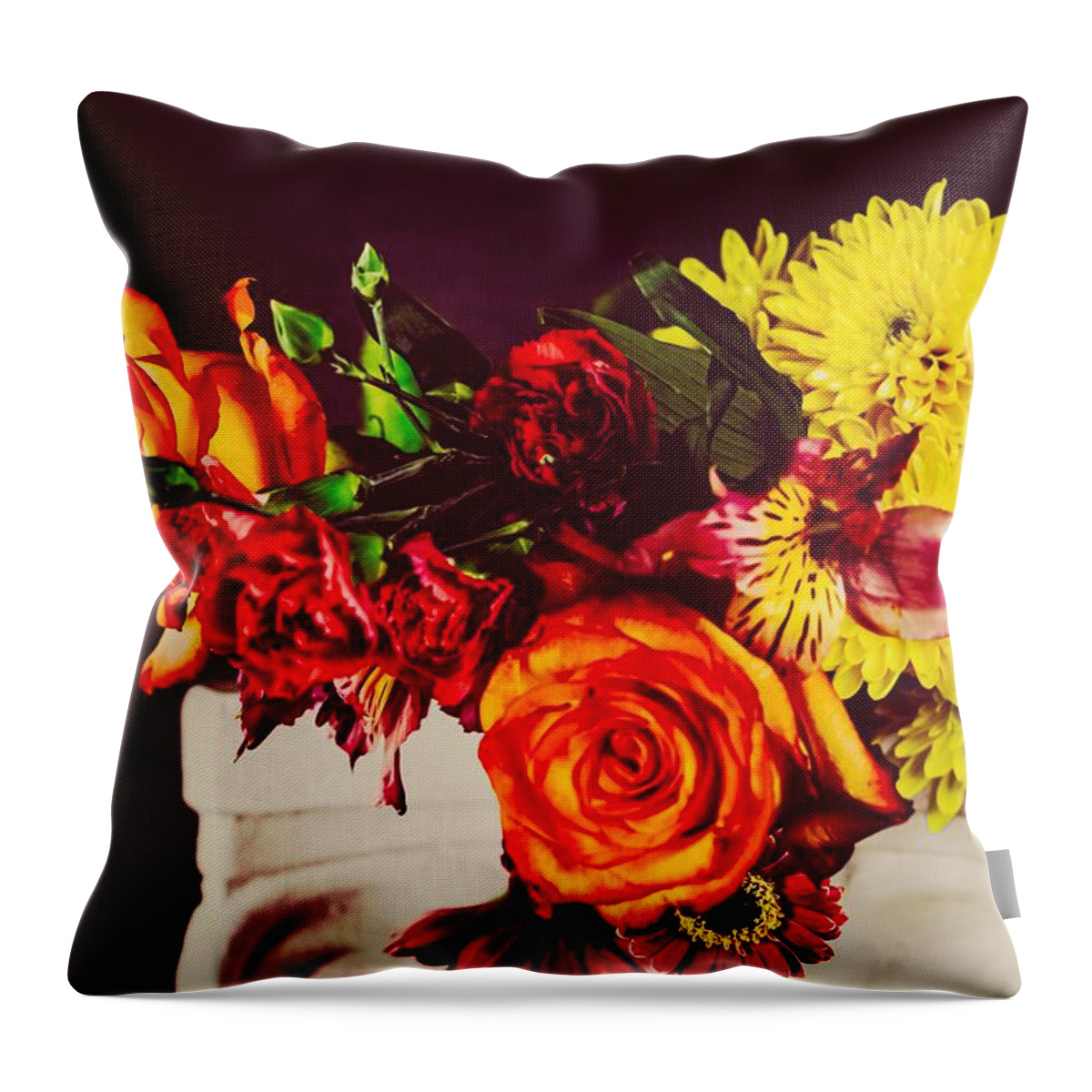 Flowers Us Usa Chicago New York Jersey Can California Rome U.k. England Oakland Las Vegas Hollywood Beverly Hills France Germany Rome Kansas Walton’s Mountain Virginia Milwaukee Door County County Cincinnati Throw Pillow featuring the photograph Flowers #2 by Windshield Photography