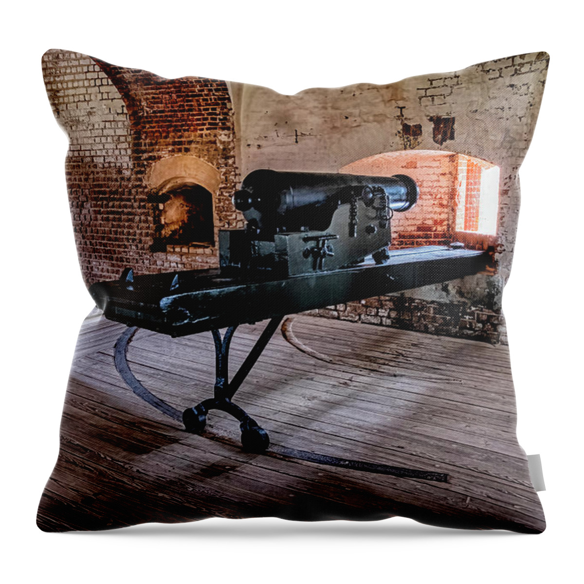 Marietta Georgia Throw Pillow featuring the photograph Fort Pulaski Cannon #2 by Tom Singleton