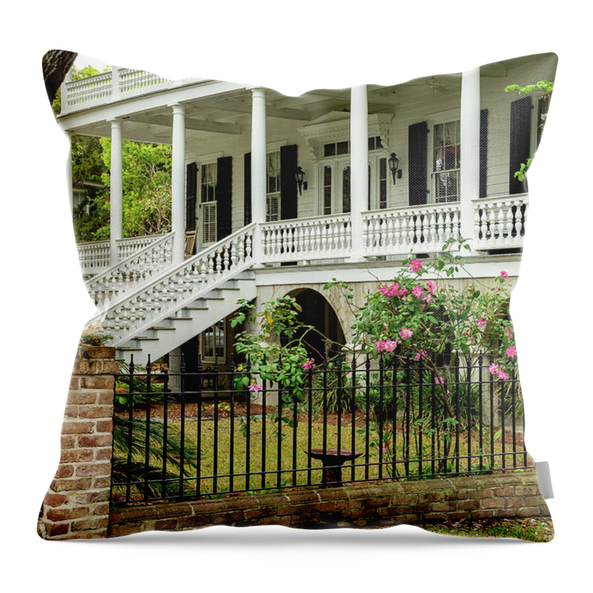 303 Federal Street Throw Pillow featuring the photograph James Rhett House, Beaufort, South Carolina #2 by Dawna Moore Photography