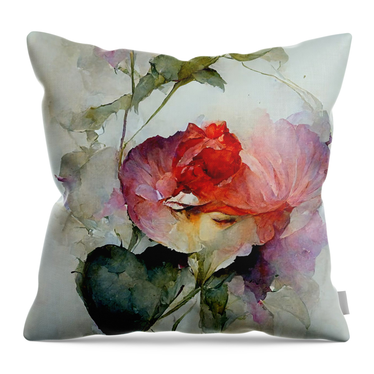 Series Throw Pillow featuring the digital art Love through roses #2 by Sabantha