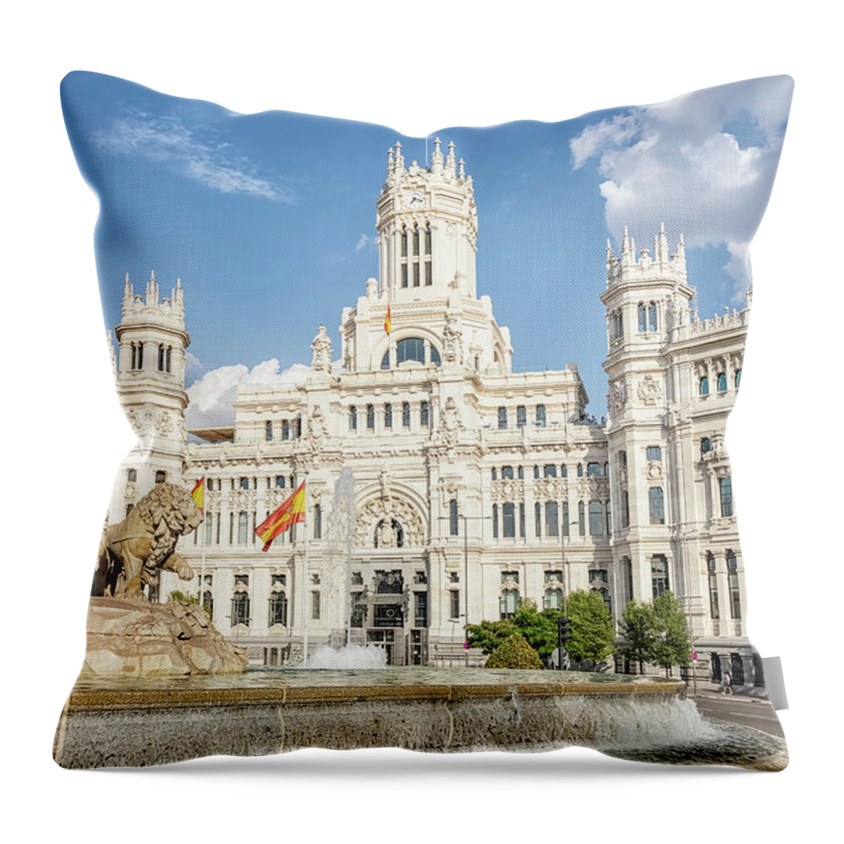 Ancient Throw Pillow featuring the photograph Madrid City #2 by Manjik Pictures