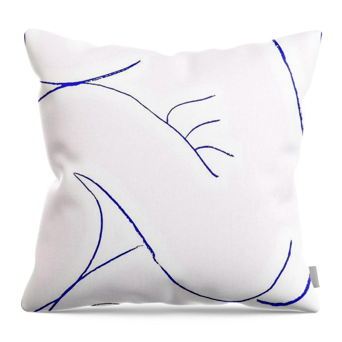 Nude Throw Pillow featuring the drawing NUDE in BLUE #2 by VIVA Anderson