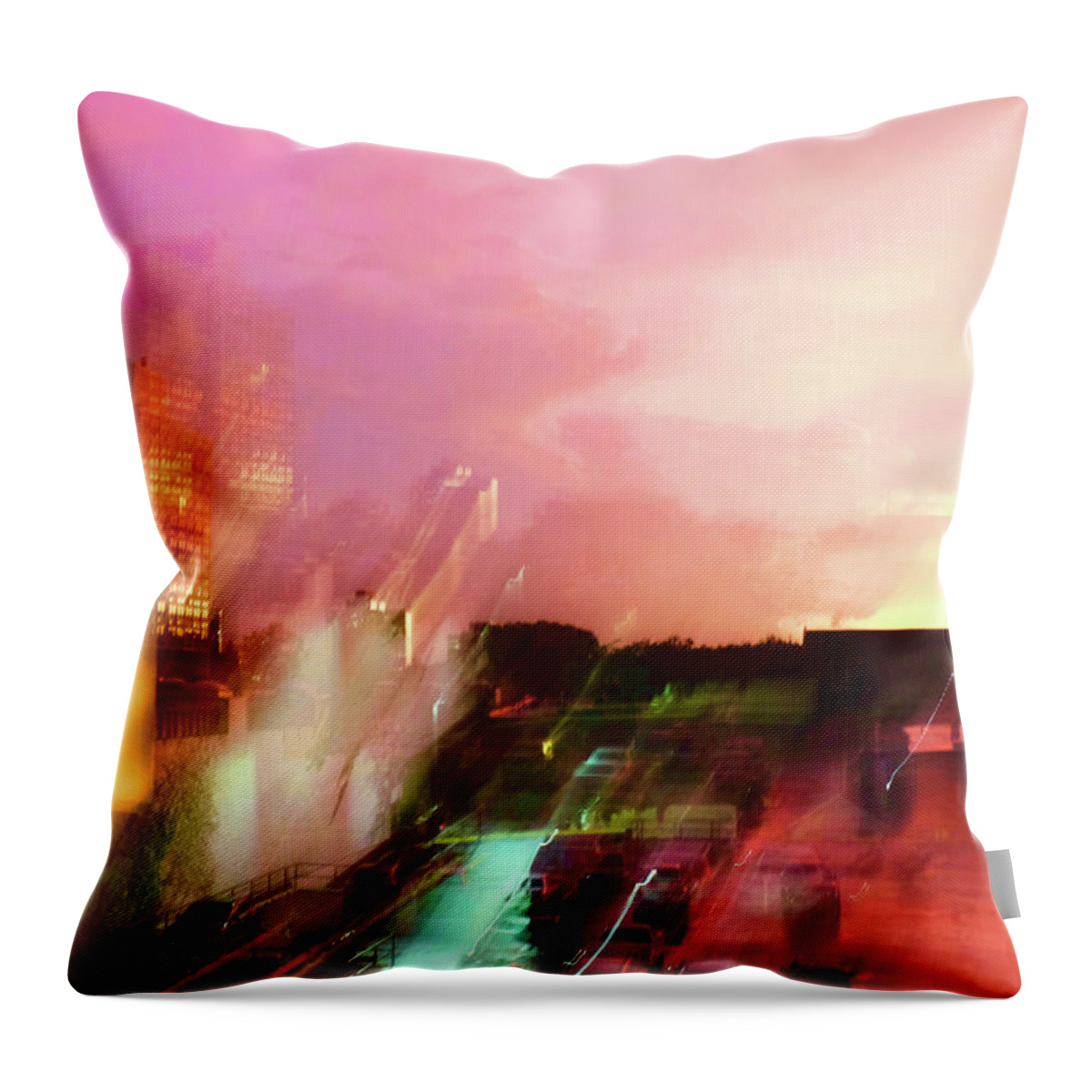 Sunset Throw Pillow featuring the photograph Sunset Motion Impression In Red And Pink by Patrick Malon