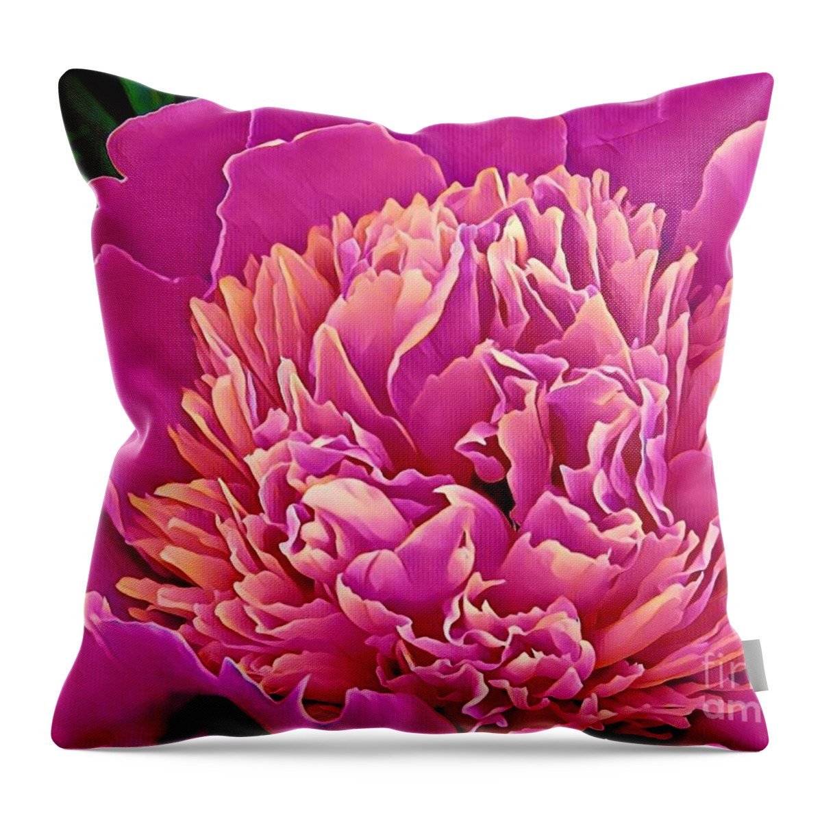 Flowers Throw Pillow featuring the painting Peony #3 by Marilyn Smith
