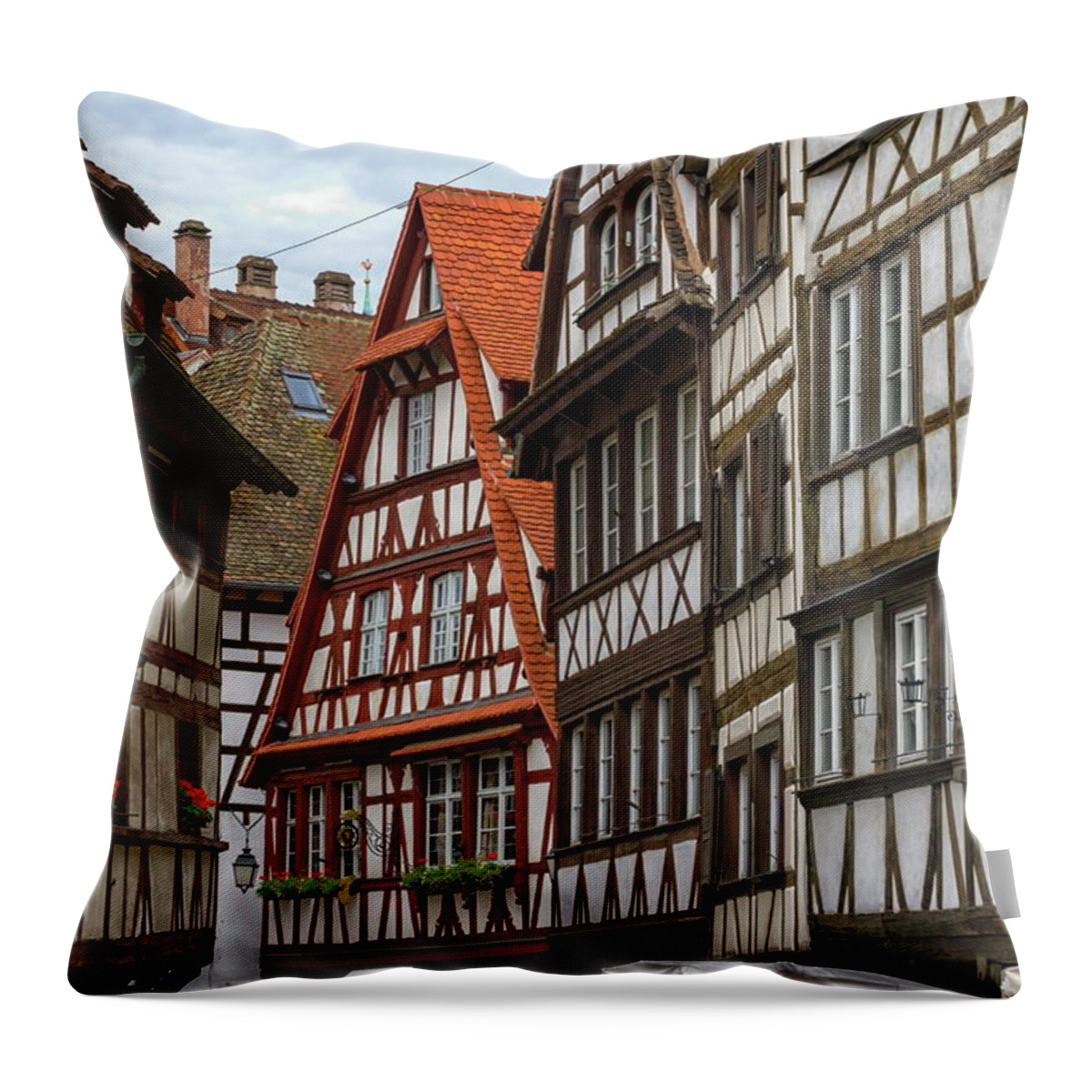 France Throw Pillow featuring the photograph Petite France houses, Strasbourg #2 by Elenarts - Elena Duvernay photo