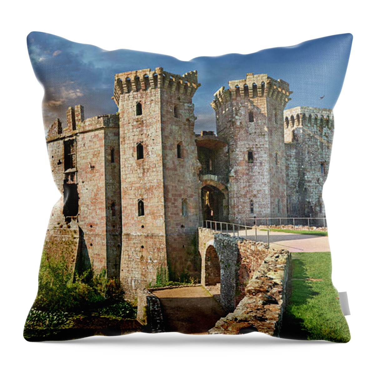Raglan Castle Throw Pillow featuring the photograph Photo of the picturesque Raglan Castle Wales by Paul E Williams