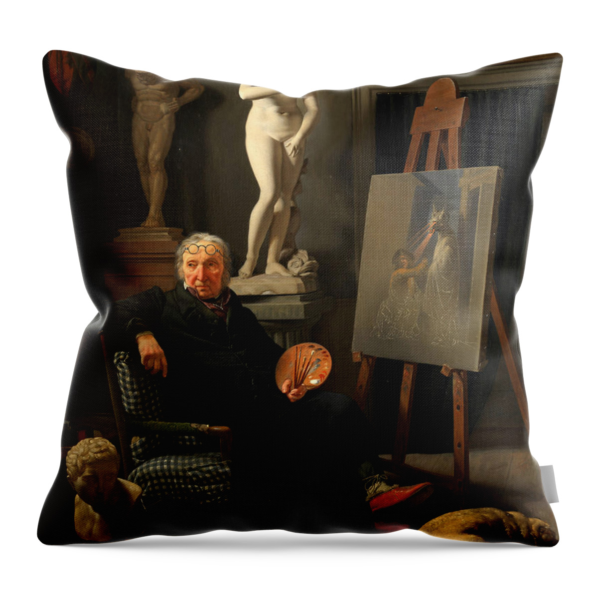 Martinus Rorbye Throw Pillow featuring the painting Portrait of the painter C. A. Lorentzen #2 by Martinus Rorbye