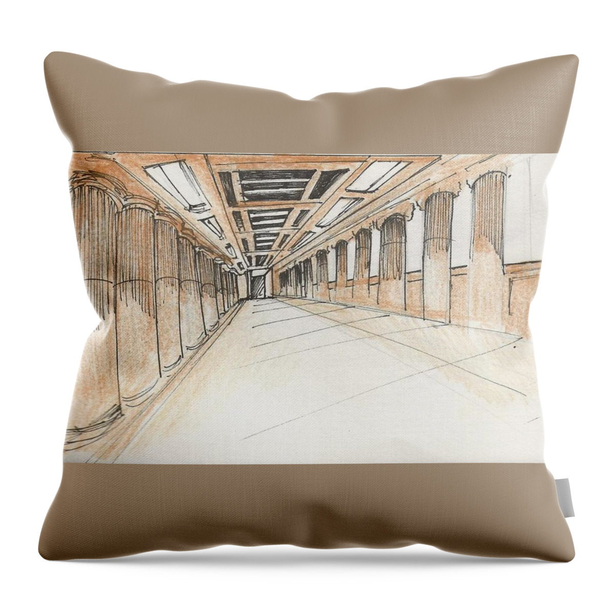 Pillars Throw Pillow featuring the drawing Random sketches and Perspectives #2 by Shreya Sen