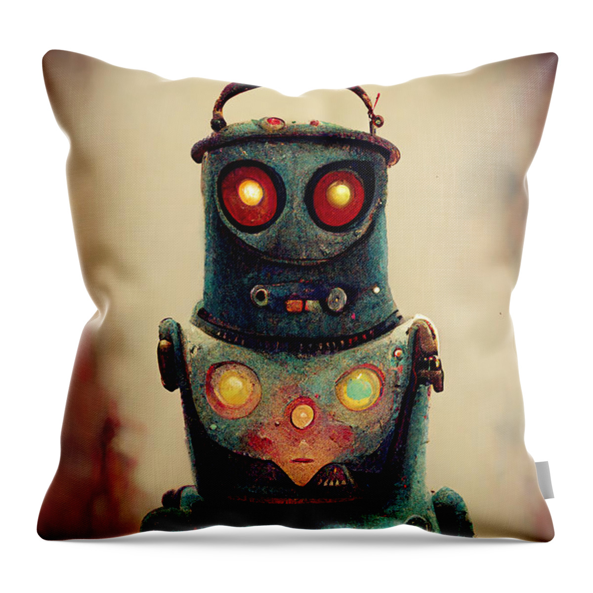Robot Throw Pillow featuring the digital art Robot granny #3 by Sabantha