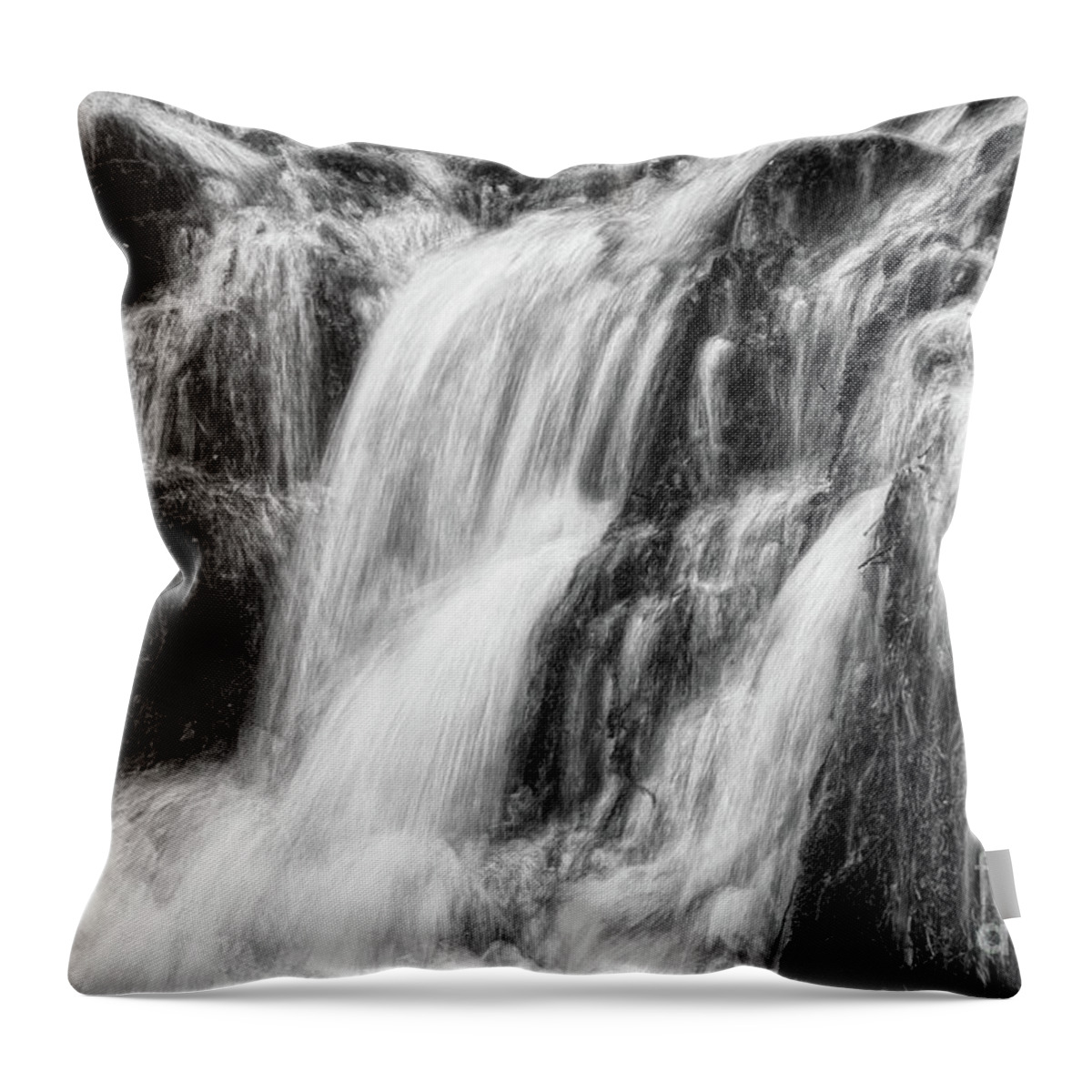 Black And White Throw Pillow featuring the photograph Rushing Water #2 by Phil Perkins