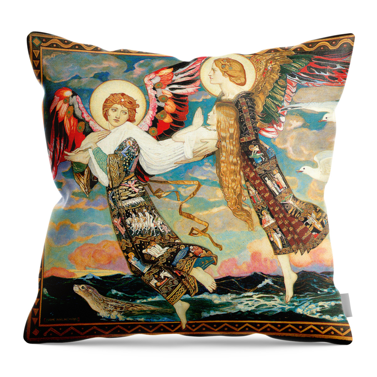 Saint Throw Pillow featuring the painting Saint Bride 1913 #2 by John Duncan