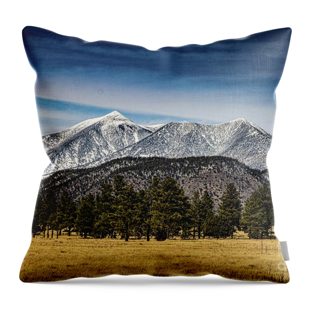 America Throw Pillow featuring the photograph San Francisco Peaks, Arizona by Thomas Marchessault