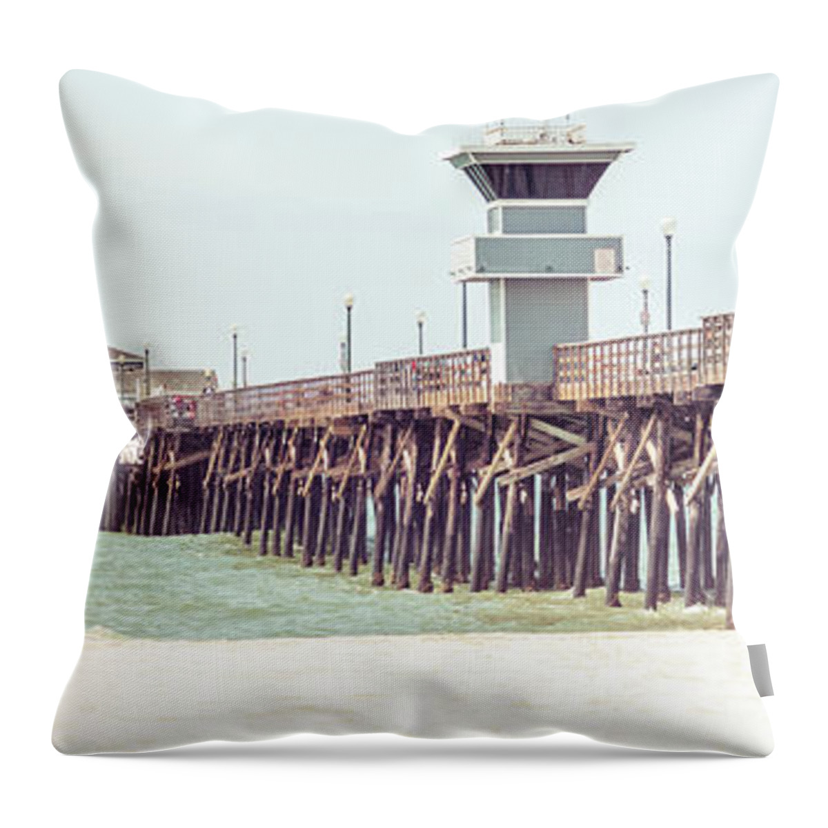 2015 Throw Pillow featuring the photograph Seal Beach Pier California Panorama Photo #2 by Paul Velgos