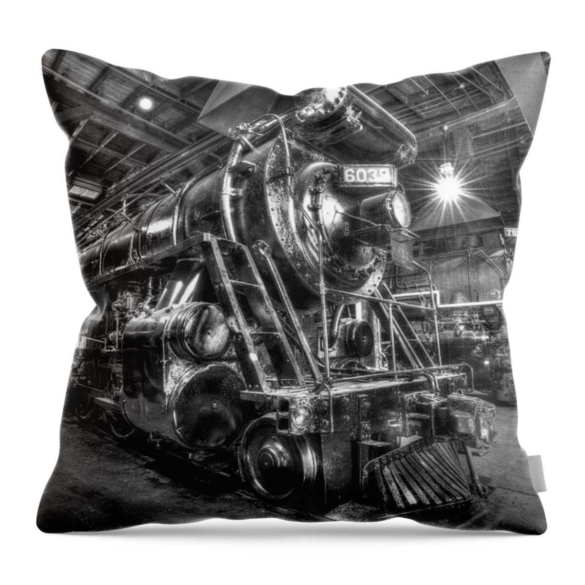 D2-rr-3269-b Throw Pillow featuring the photograph Sitting in the roundhouse #1 by Paul W Faust - Impressions of Light