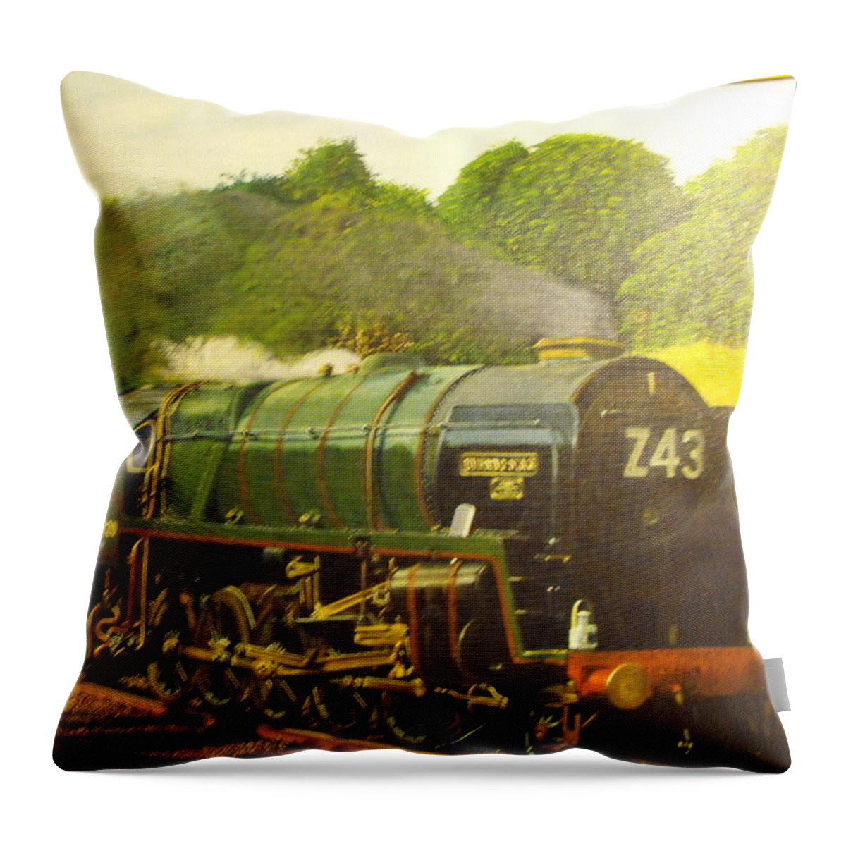 Steam Train Throw Pillow featuring the painting Steam Train #2 by HH Palliser
