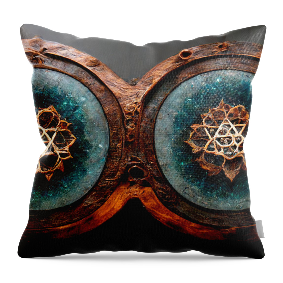 Steampunk Throw Pillow featuring the digital art Steampunk mandala #2 by Sabantha