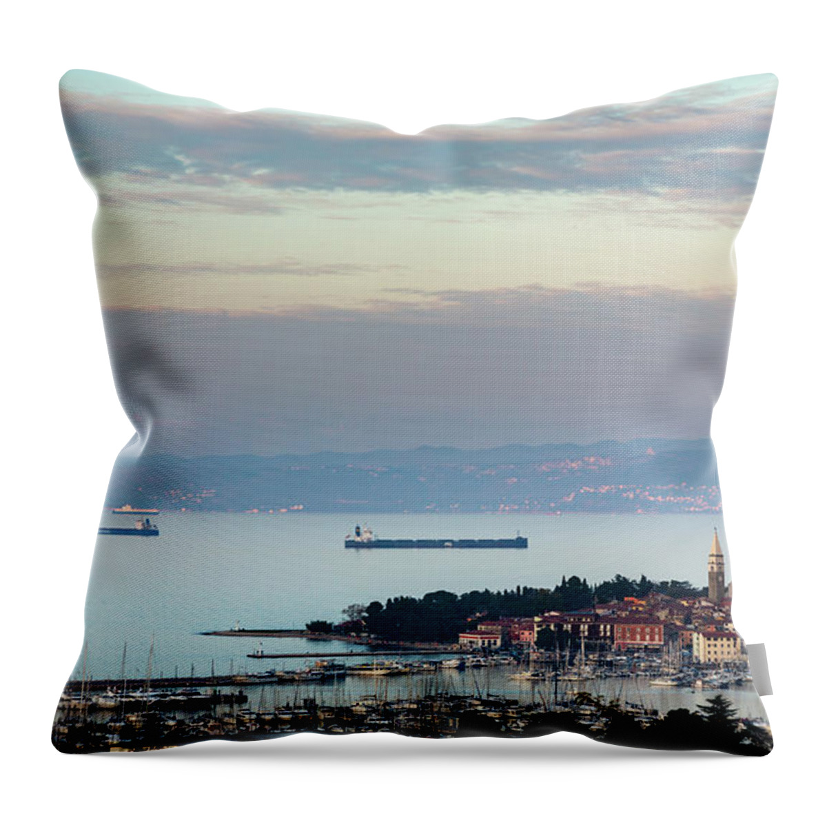 Sunset Throw Pillow featuring the photograph Sunset at Izola #2 by Ian Middleton