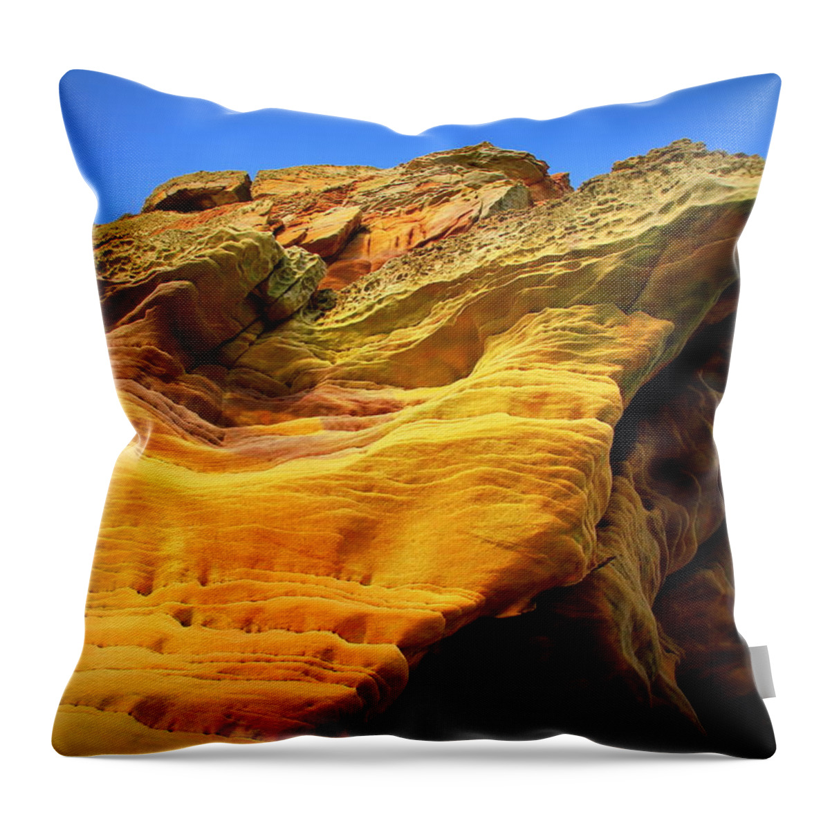 The Caves Throw Pillow featuring the photograph The Caves Too - Scotland by Gene Taylor