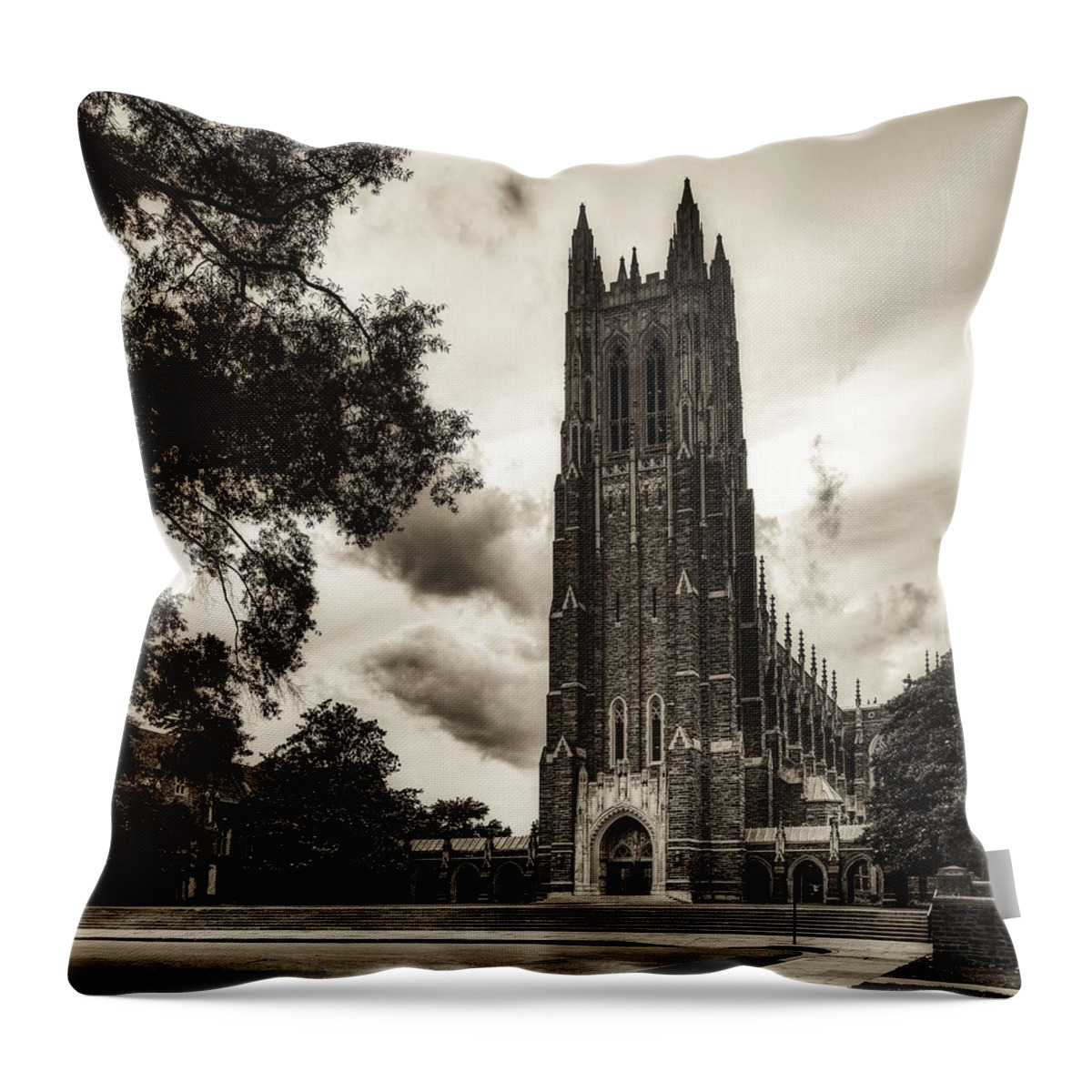 Duke University Throw Pillow featuring the photograph The Duke University Chapel #2 by Mountain Dreams